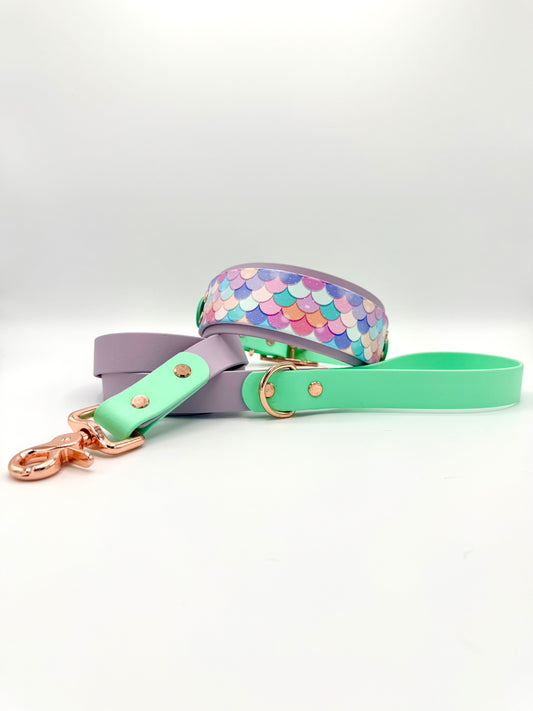 2" Pastel Mermaid Collar & Leash Set