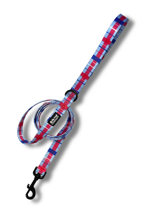 Red, White and Blue Plaid Leash