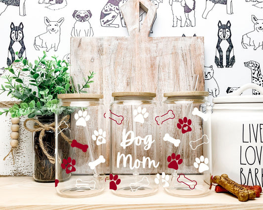 Dog Mom Glass Cup
