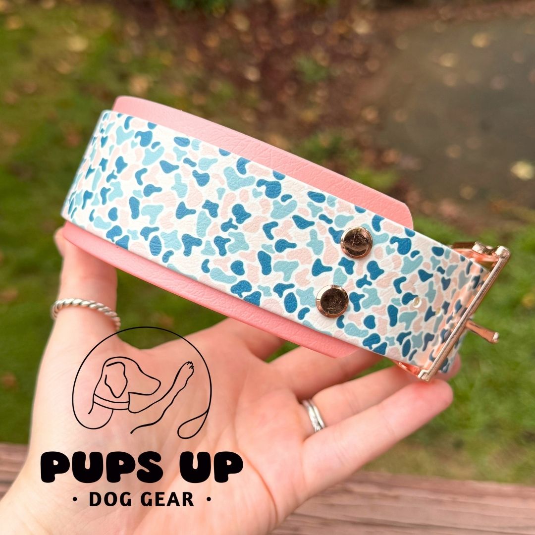 2" Blue & Rose Gold Camo Collar