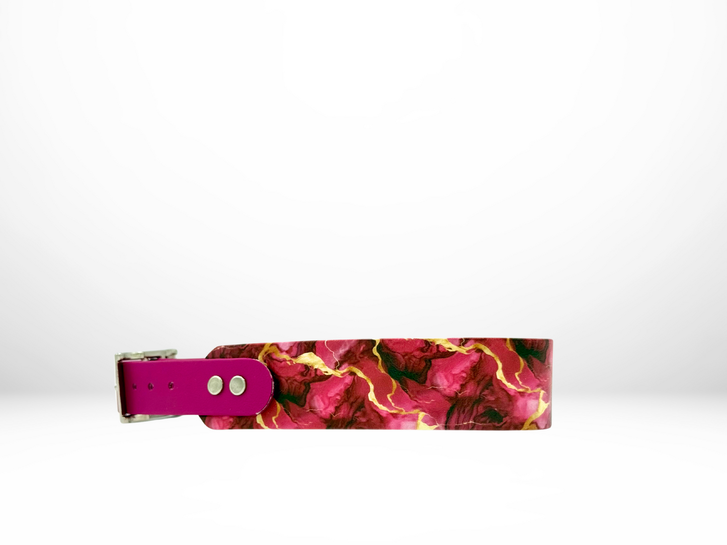 Large (16-19 Inches) Magenta Marble UV Print with Magenta Accent Dog Collar