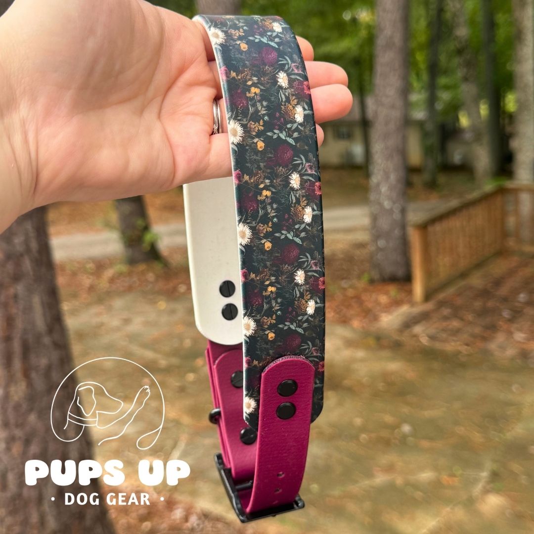 1.5" Tapered Dark Floral Collar