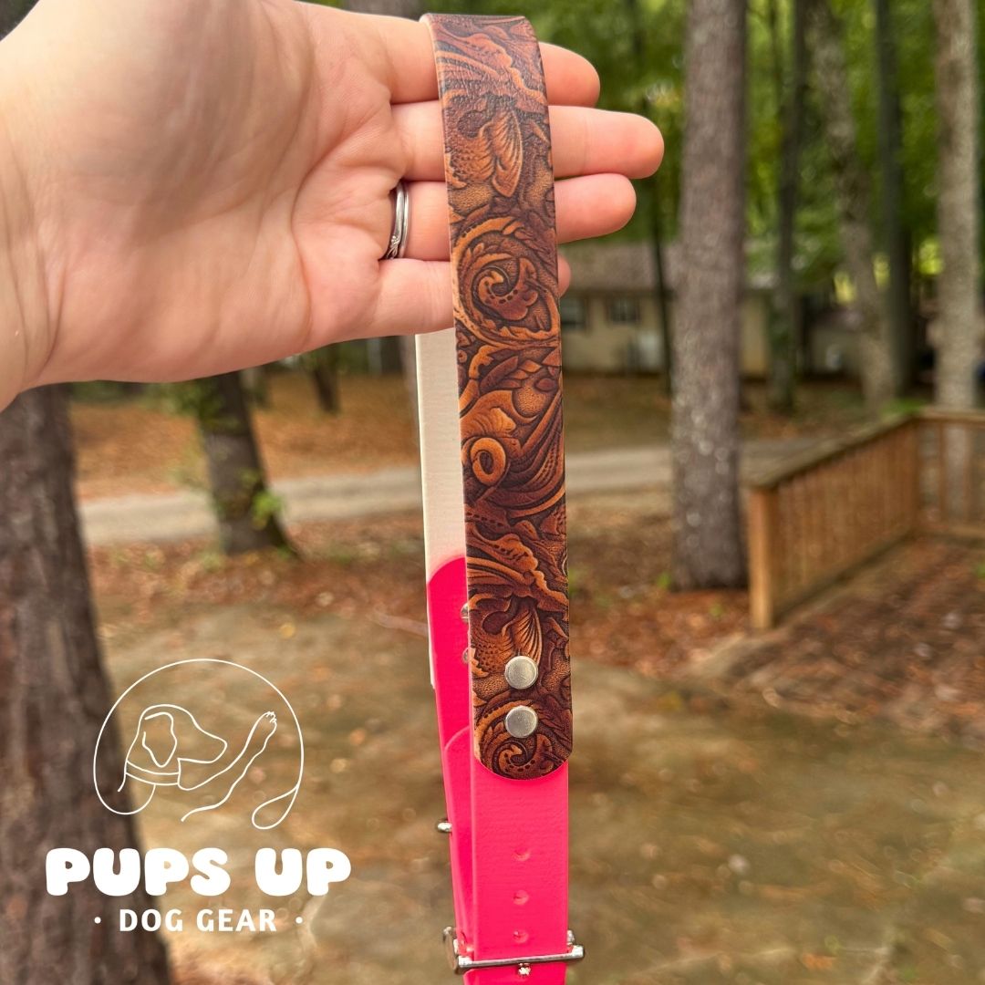 1" Carved Leather Solid Accent Collar