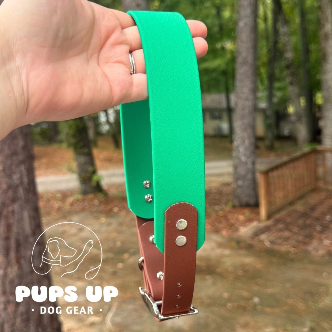 1.5" Tapered Emerald Green & Brown Collar