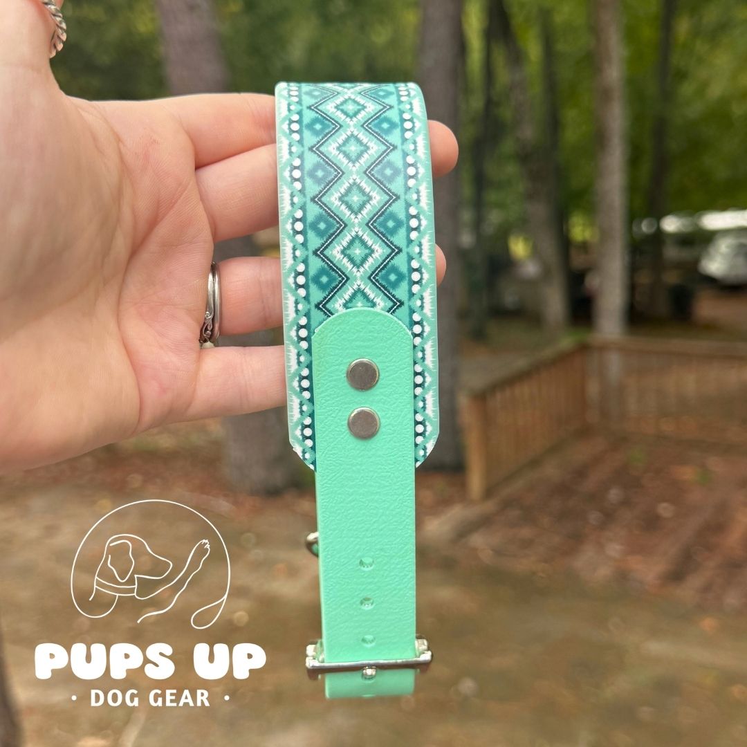1.5" Tapered Teal Tribal Collar