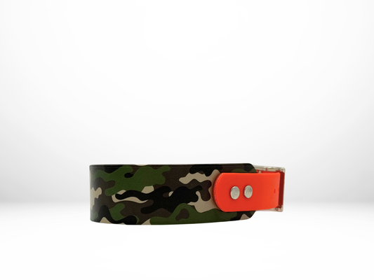 Medium (13-16 Inches) Camo UV Print with Neon Orange Accent Dog Collar