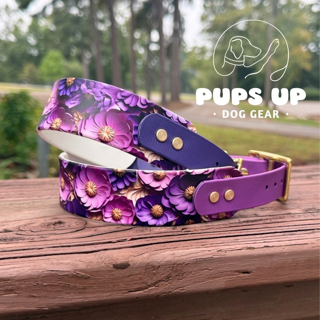 1.5" Tapered Violet Poppies Collar