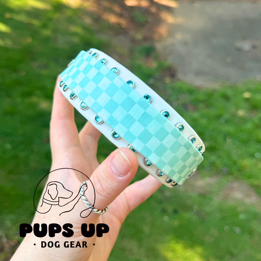 OOPSIE - PREMADE Teal Checker with 1.5" Crystal Border