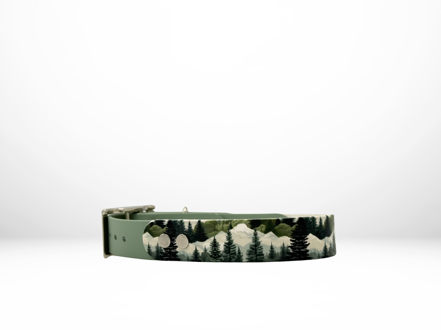 Medium (13-16 Inches) Forest UV Print with Sage Accent Dog Collar