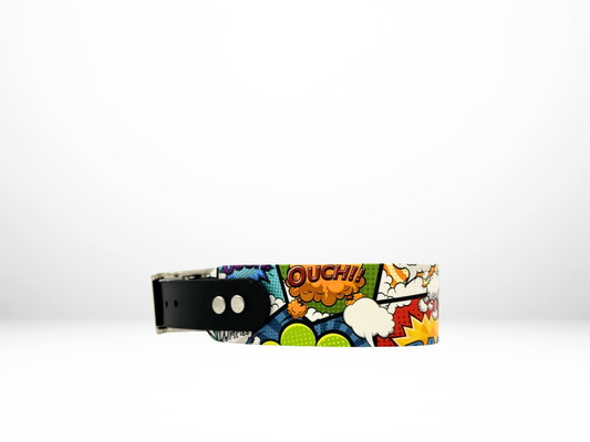 Medium (13-16 Inches) Comic UV Print with Black Accent Dog Collar