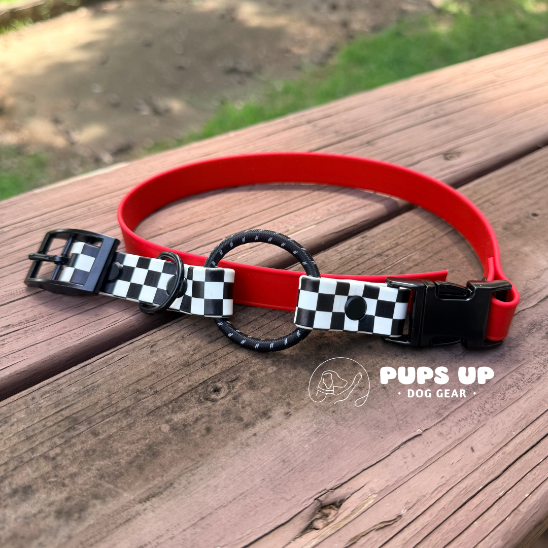 PREMADE Checkered UV Print E Collar Replacement Strap
