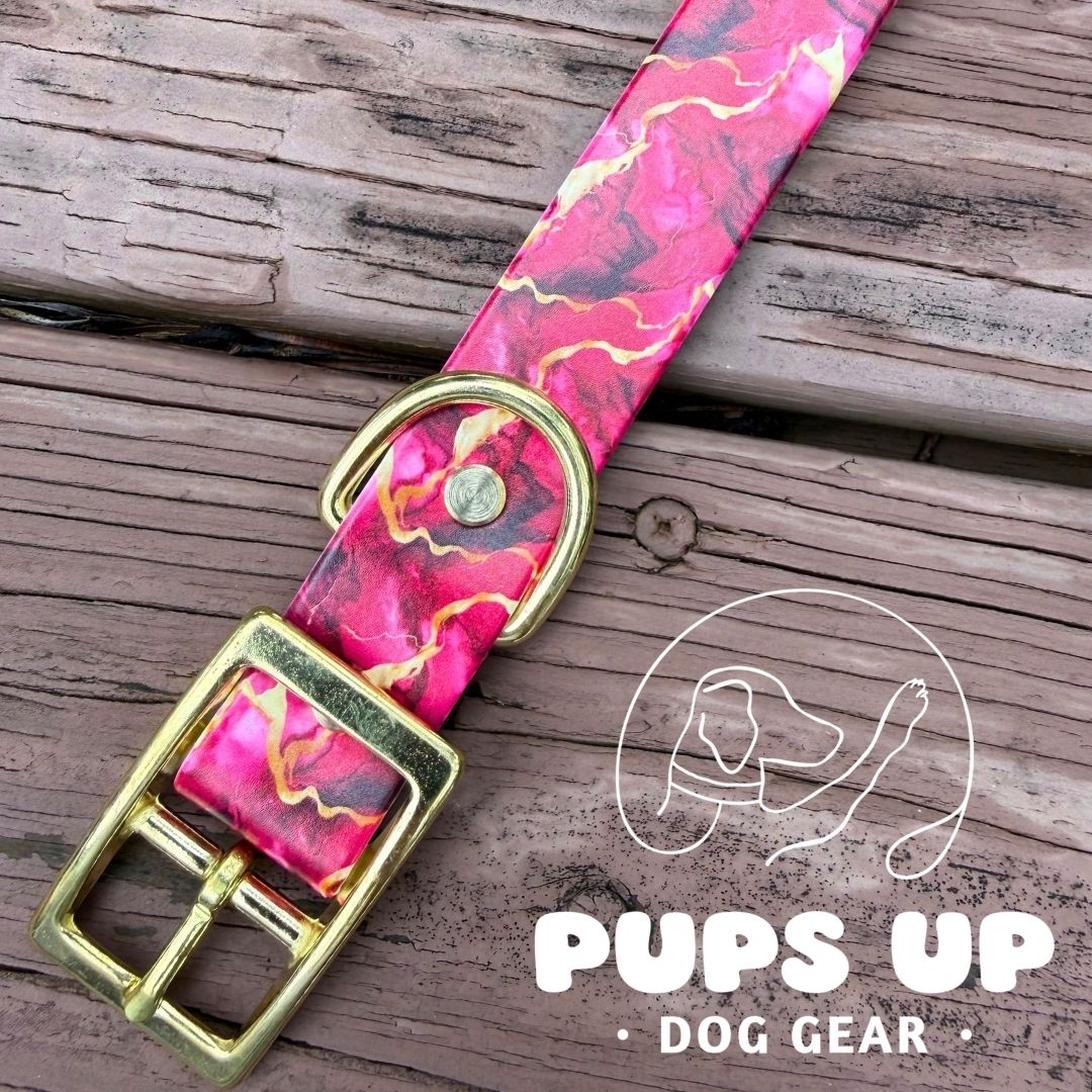 1" Hot Pink Marble Collar