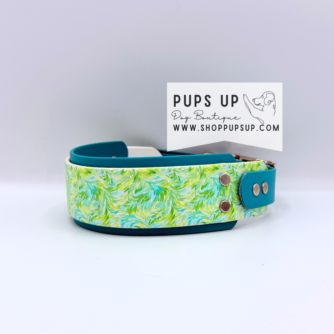 PREMADE 2” Green Feathers Collar