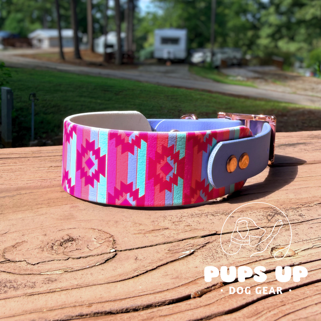 PREMADE 1.5"  Pink Aztec Taper Collar