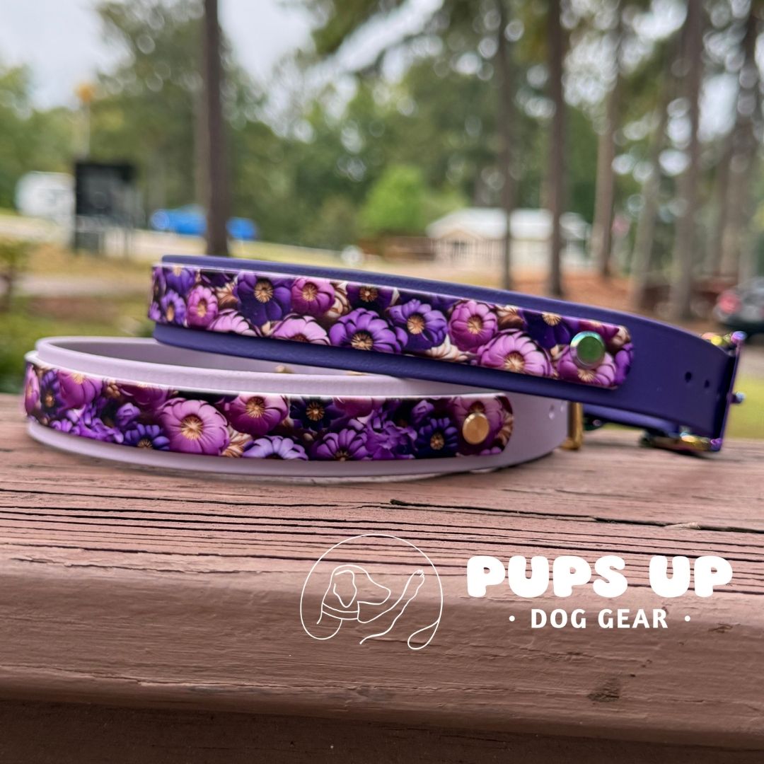 1" w/ Overlay Violet Poppies Collar