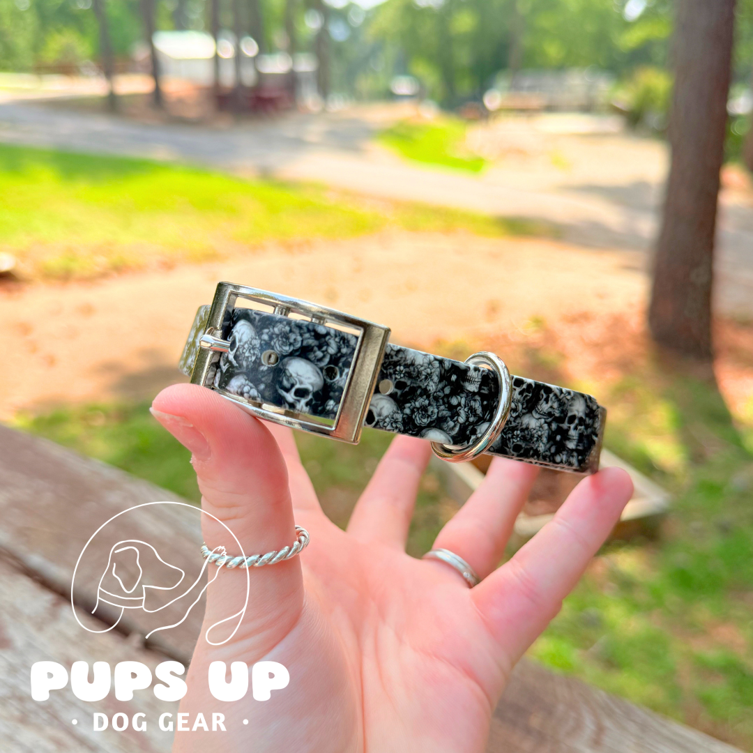 PREMADE 3/4" Skulls & Roses Collar