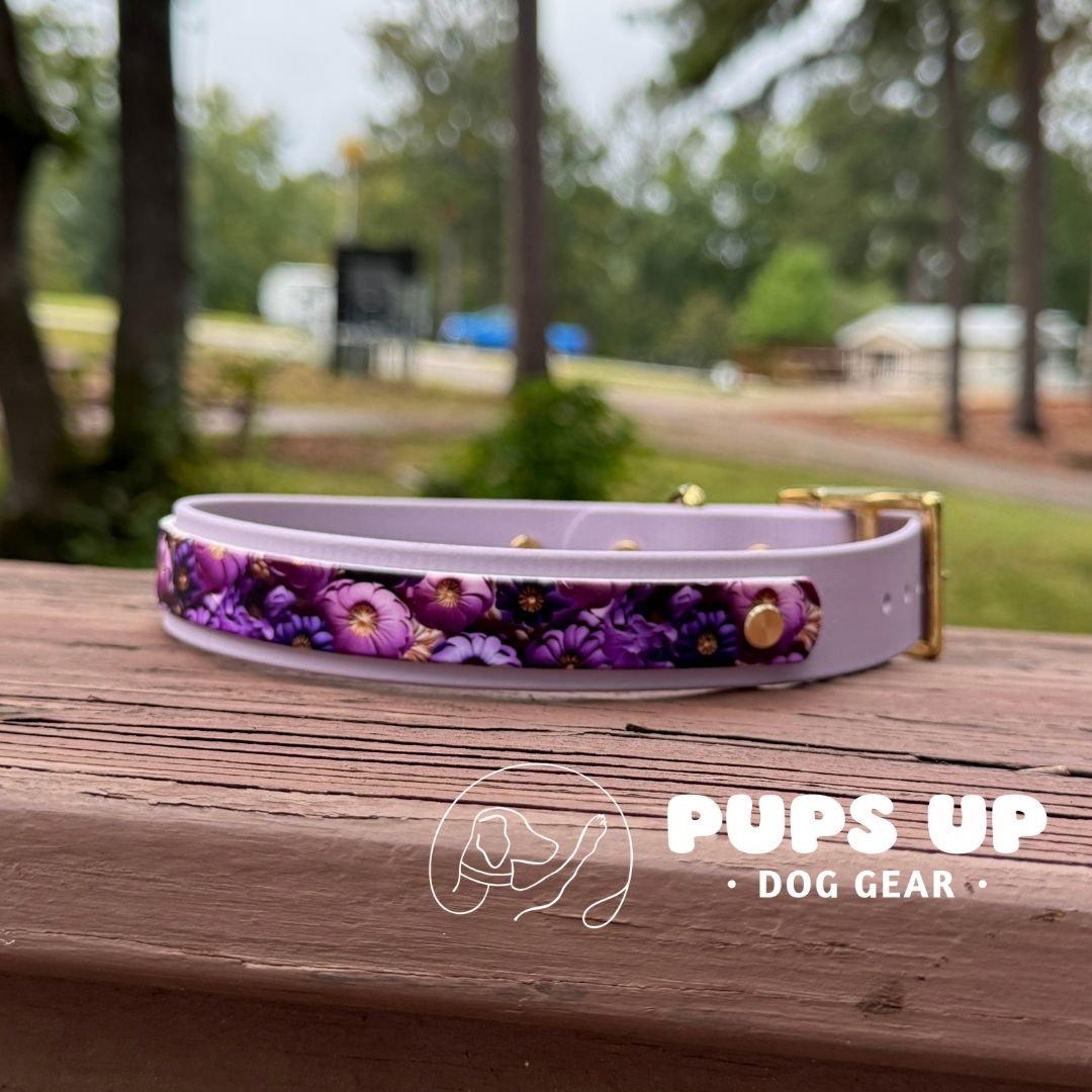 1" w/ Overlay Violet Poppies Collar