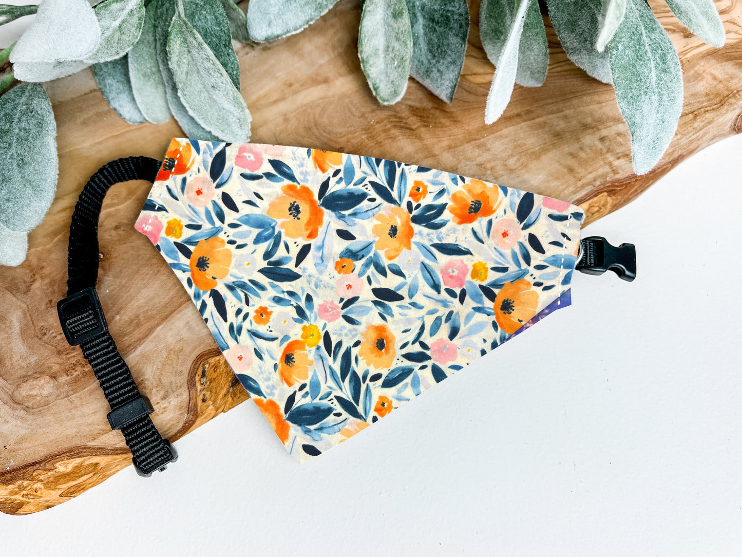 Peach and Navy Floral Bandana