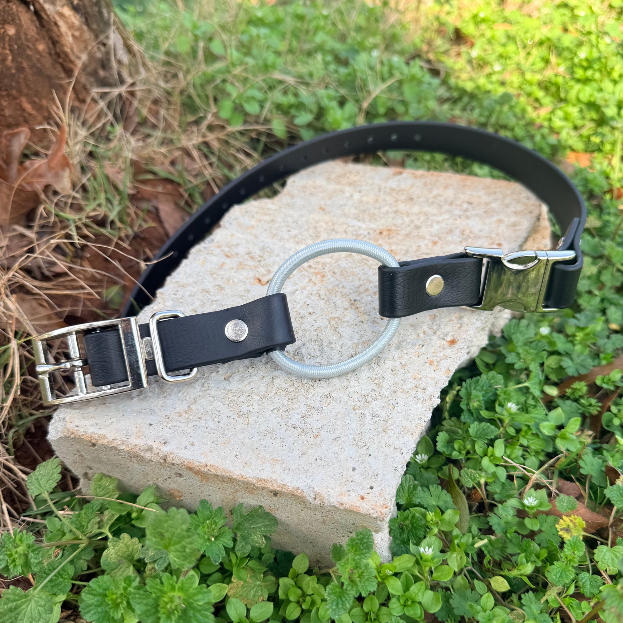 3/4" Bungee Quick Release E Collar Strap - Silver Bungee