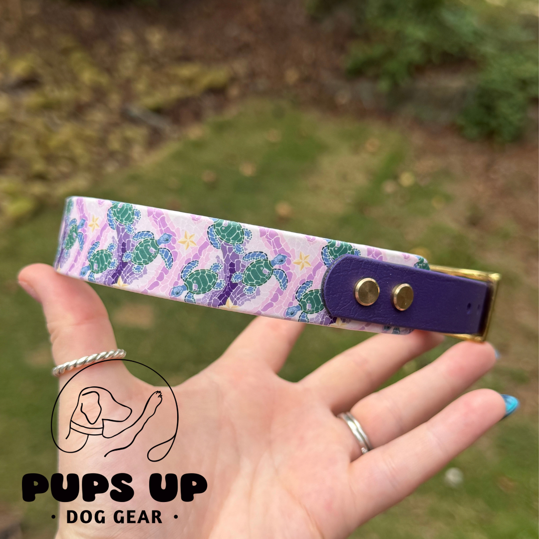 PREMADE 1" Tapered Sea Turtle Mosaic Collar
