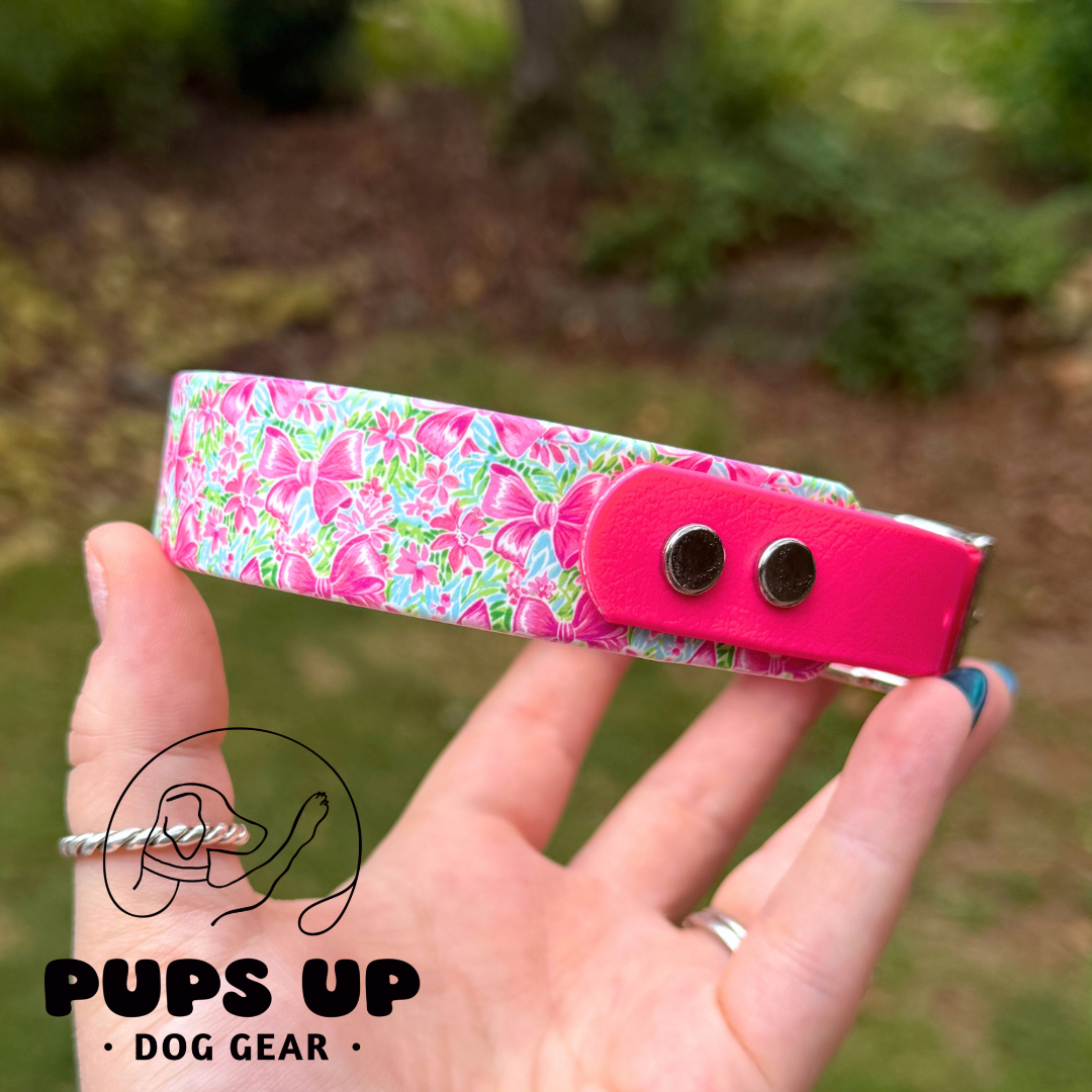 PREMADE 1" Tapered Pink Bows Collar
