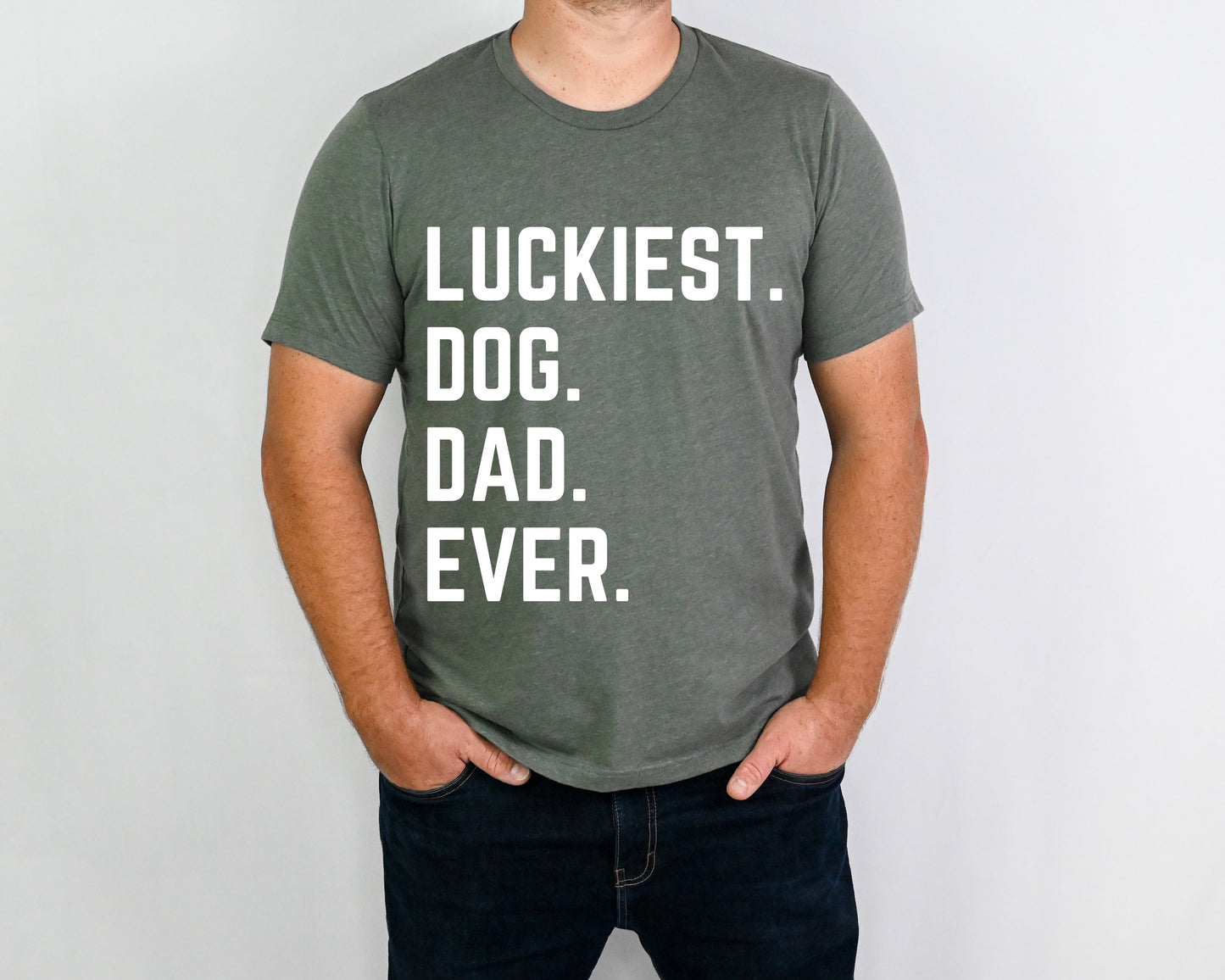 Luckiest Dog Dad Ever Men's Shirt - MULTIPLE COLORS