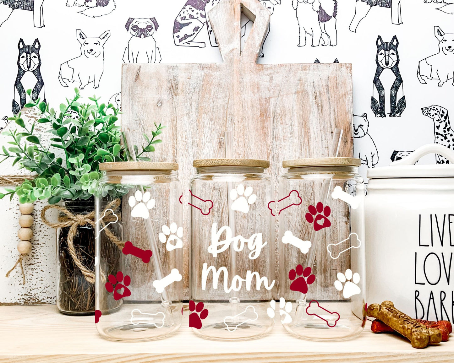 Dog Mom Glass Cup